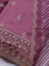 Embroidered Art Silk Unstitched Suit Piece With Dupatta